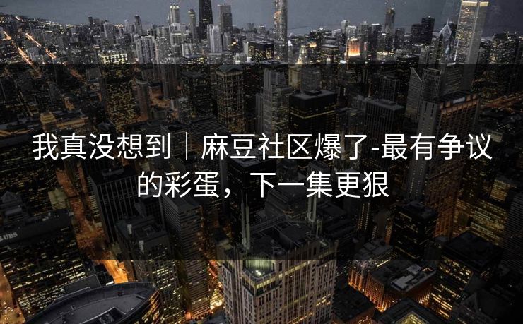 我真没想到｜麻豆社区爆了-最有争议的彩蛋，下一集更狠