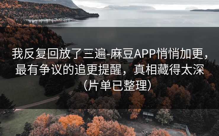 我反复回放了三遍-麻豆APP悄悄加更，最有争议的追更提醒，真相藏得太深（片单已整理）