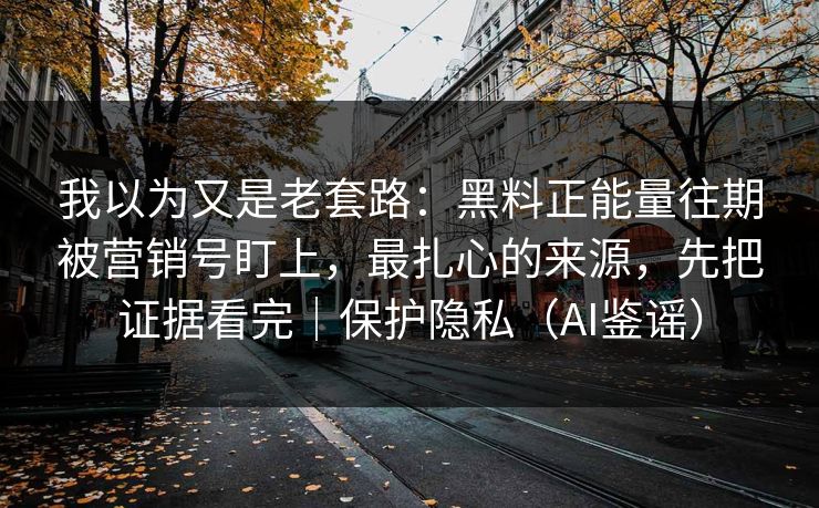 我以为又是老套路：黑料正能量往期被营销号盯上，最扎心的来源，先把证据看完｜保护隐私（AI鉴谣）