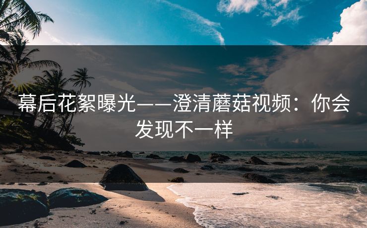 幕后花絮曝光——澄清蘑菇视频：你会发现不一样