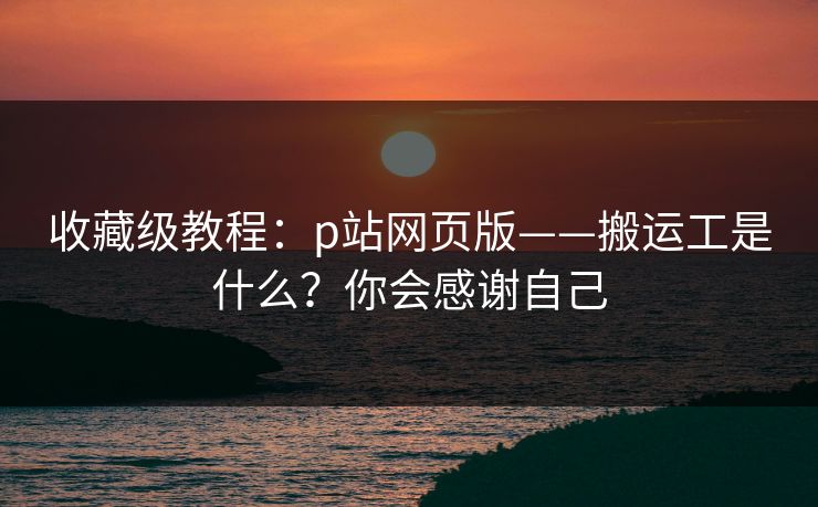 收藏级教程：p站网页版——搬运工是什么？你会感谢自己