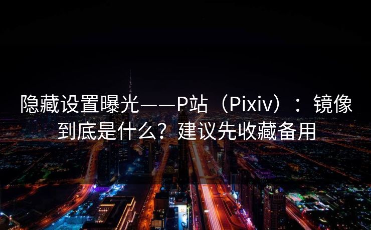 隐藏设置曝光——P站（Pixiv）：镜像到底是什么？建议先收藏备用