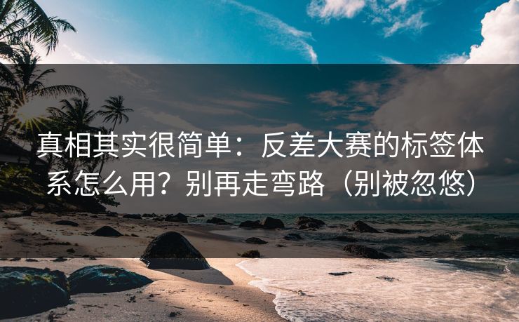 真相其实很简单：反差大赛的标签体系怎么用？别再走弯路（别被忽悠）