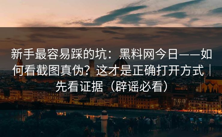 新手最容易踩的坑：黑料网今日——如何看截图真伪？这才是正确打开方式｜先看证据（辟谣必看）