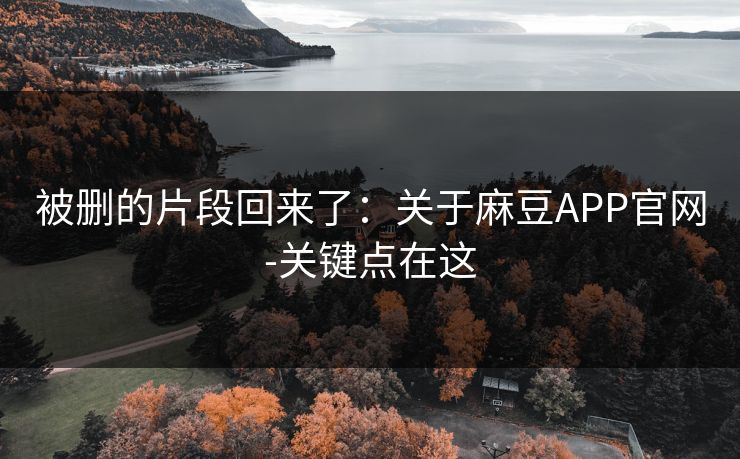 被删的片段回来了：关于麻豆APP官网-关键点在这