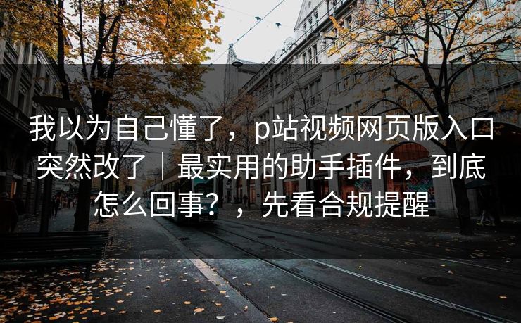 我以为自己懂了，p站视频网页版入口突然改了｜最实用的助手插件，到底怎么回事？，先看合规提醒