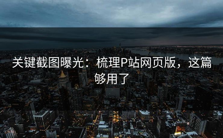 关键截图曝光：梳理P站网页版，这篇够用了