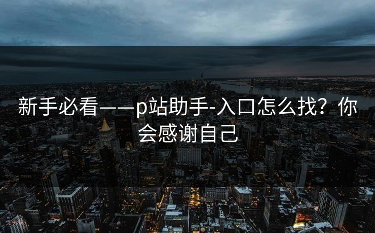 新手必看——p站助手-入口怎么找？你会感谢自己