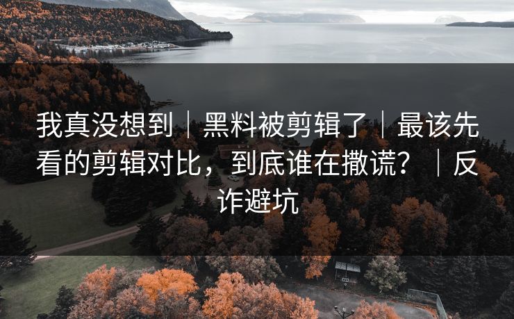 我真没想到｜黑料被剪辑了｜最该先看的剪辑对比，到底谁在撒谎？｜反诈避坑