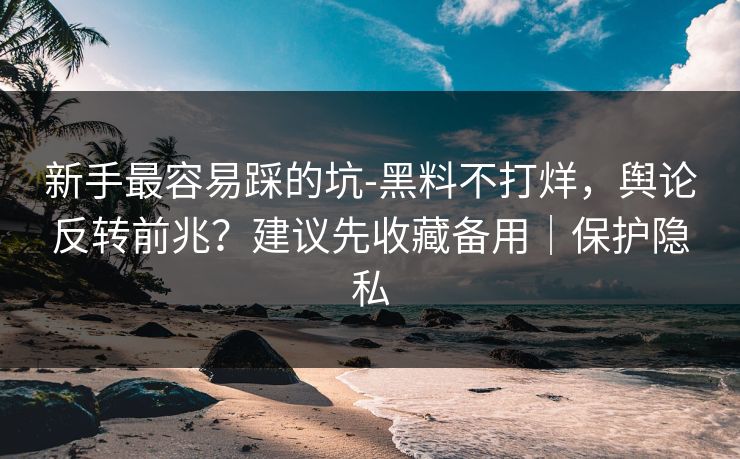 新手最容易踩的坑-黑料不打烊，舆论反转前兆？建议先收藏备用｜保护隐私