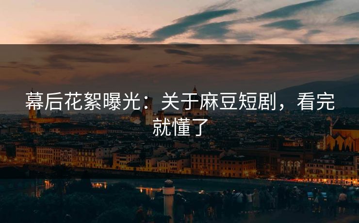 幕后花絮曝光：关于麻豆短剧，看完就懂了