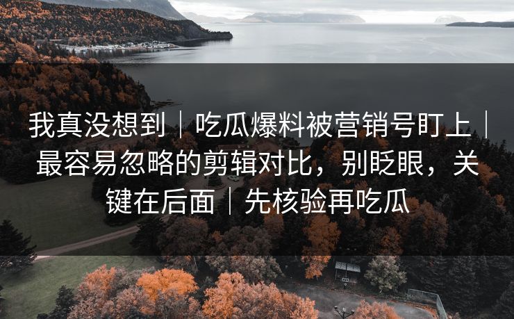 我真没想到｜吃瓜爆料被营销号盯上｜最容易忽略的剪辑对比，别眨眼，关键在后面｜先核验再吃瓜