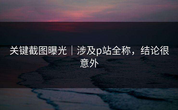 关键截图曝光｜涉及p站全称，结论很意外