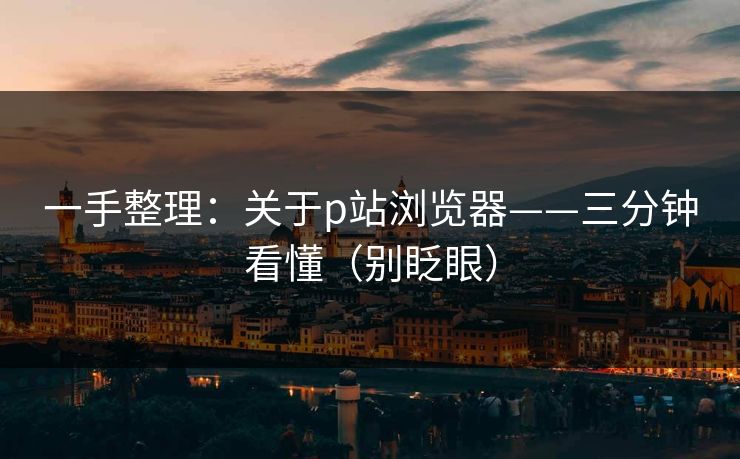 一手整理：关于p站浏览器——三分钟看懂（别眨眼）