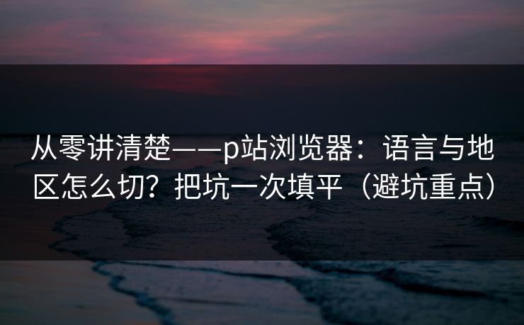 从零讲清楚——p站浏览器：语言与地区怎么切？把坑一次填平（避坑重点）